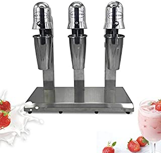 Triple Head Milk Shake Machine Commercial Home Stainless Steel Milk Shake Machine 3 Head Drink Mixer Juice Milk Tea Mixer Fast Mixing Ice Cream Blender 180W 1800RMP