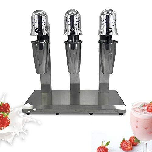 Triple Head Milk Shake Machine Commercial Home Stainless Steel Milk Shake Machine 3 Head Drink Mixer Juice Milk Tea Mixer Fast Mixing Ice Cream Blender 180W 1800RMP