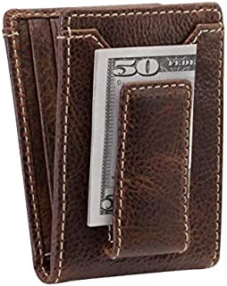 HOJ Co. IVAR ID BIFOLD Money Clip Wallet | Strong Magnetic Closure | Full Grain Leather | Men's Bifold Wallet With Money Clip (Brown)