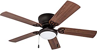 Prominence Home 51429 Benton Hugger/Low Profile Ceiling Fan, 52 Walnut/Maple Blades, LED Globe Light, Bronze