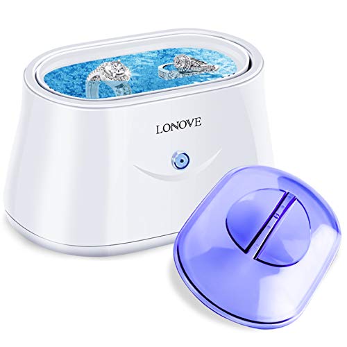Ultrasonic Jewelry Cleaner - Professional Ultrasonic Cleaner for Rings Eyeglasses Watches Coins Tools Razors Earrings Necklaces Dentures,Portable Jewelry Cleaner Ultrasonic Machine with 25 Ounces Tank