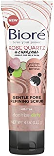 Bioré Rose Quartz With Charcoal Gentle Pore Refining scrub, exfoliating & Pore Minimizing Micro Crystal Facial Scrub, Oil Free, Dermatologist Tested, Cruelty Free, Vegan Friendly, Paraben Free