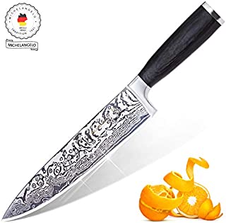 MICHELANGELO Super Sharp Professional Chef's Knife with Etched Damascus Pattern, High Carbon Stainless Steel Japanese Knife, Chef Knife for Kitchen - 02