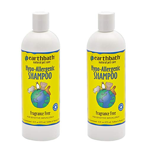 Earthbath Pet Hypo-Allergenic Fragrance-Free Shampoo - For Sensitive Skin & Allergies, Aloe Vera, Vitamin E, Good for Dogs & Cats - Keep Them Happy Without Compromising Comfort - 16 fl. oz, Pack of 2