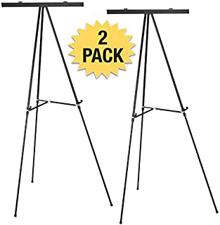 Aluminum Flip-Chart Presentation Easel: 2-Pack with Telescoping Legs, 70 Inches (Black)