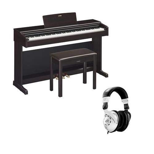 Yamaha Arius YDP-144 88-Key Traditional Console Digital Piano with Bench & PA150 AC Power Adapter, Dark Rosewood - With H&A Closed-Back Studio Monitor Headphones