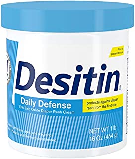 Desitin Daily Defense Baby Diaper Rash Cream with 13% Zinc Oxide, Barrier Cream to Treat, Relieve & Prevent Diaper Rash, Hypoallergenic, Dye-, Phthalate- & Paraben-Free, 16 oz