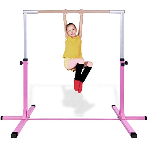 Costzon Junior Training Bar, Gymnastics Adjustable Steel Gymnastic Horizontal Bar (Pink)