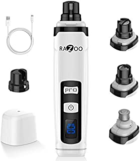 Razoo Dog Nail Grinder with Two Speed  Professional Electric Pet Nail Trimmer for Cats, Large, Medium & Small Dogs - Painless Paw Smoothing, Grooming, Trimming Tool  Rechargeable, Low Noise & Quiet