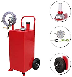 Roadstar 30-Gallon Portable Oil Transfer Gasoline Tanks Gas Caddy Storage with Pump and Wheels Red