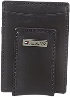 Tommy Hilfiger Men's Leather Slim Front Pocket Wallet, Fordham Black, One Size