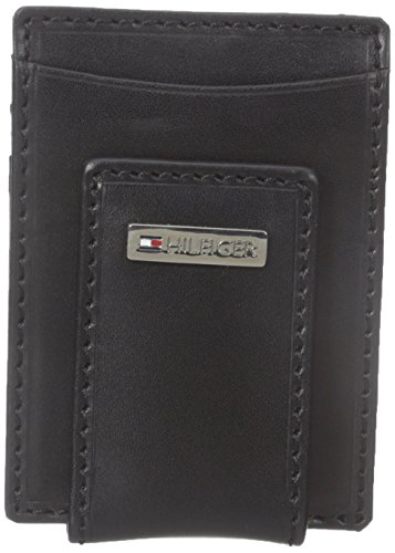 Tommy Hilfiger Men's Leather Slim Front Pocket Wallet, Fordham Black, One Size