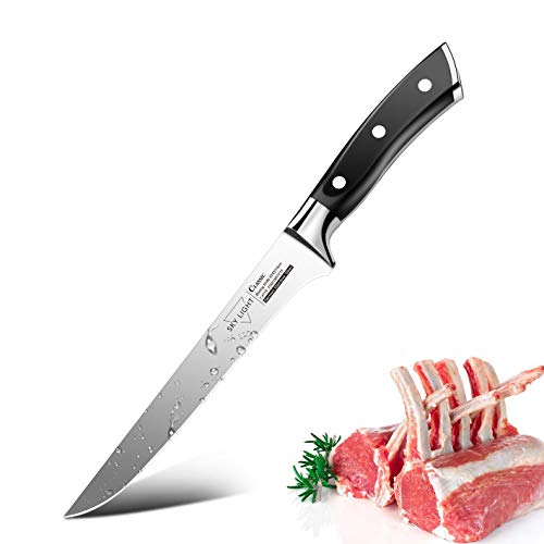 Boning Knife, SKY LIGHT Flexible Fillet Knives 6 inch for Meat Fish Poultry Chicken Professional Kitchen Knife High Carbon German Stainless Steel Chef Bone Knife