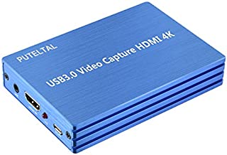 PUTELTAL 4K HDMI to USB 3.0 Video Capture Card Dongle 1080P Full HD Video Recorder for OBS Gaming Live Streaming HD Capture Box for PS3 PS4 Xbox Wii U & More