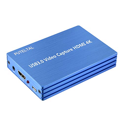 PUTELTAL 4K HDMI to USB 3.0 Video Capture Card Dongle 1080P Full HD Video Recorder for OBS Gaming Live Streaming HD Capture Box for PS3 PS4 Xbox Wii U & More