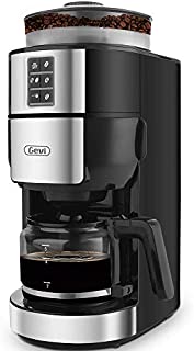 Grind and Brew Coffee Maker with Grinder, Gevi 5-Cup Programmable Coffee Maker with Strength Control and Keep Warm Plate, Black