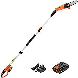 Goplus Cordless Pole Saw, 20V Battery Powered Chainsaw w/ 9ft Telescoping Pole, Trimming & Pruning Tool Kit