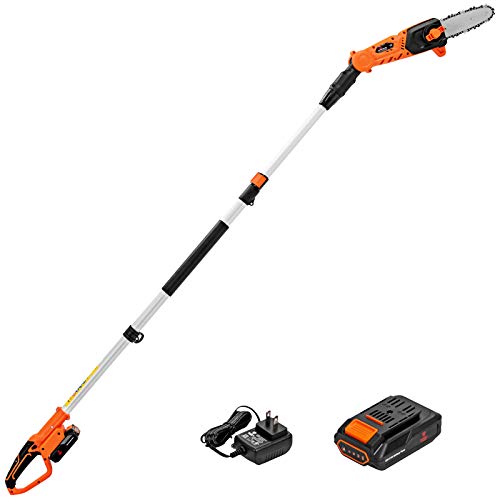 Goplus Cordless Pole Saw, 20V Battery Powered Chainsaw w/ 9ft Telescoping Pole, Trimming & Pruning Tool Kit