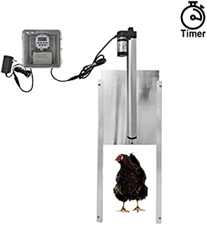 JVR Automatic Chicken Door Coop Opener Kit, Waterproof Outdoor Timer Controller Actuator Motor, 12V DC Power Supply (Timing)