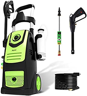 Suyncll Pressure Washer 3800PSI Max 2.8 GPM Electric Pressure Washer High Power Washer Machine Cleaner with Nozzles, Spray Gun,Detergent Tank For Cleaning Homes,Cars,Driveways,Patios Green