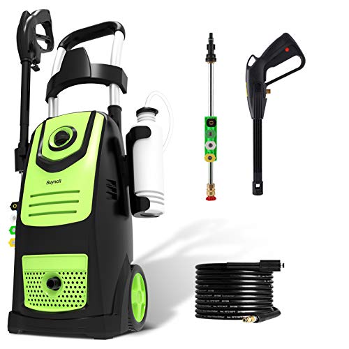 Suyncll Pressure Washer 3800PSI Max 2.8 GPM Electric Pressure Washer High Power Washer Machine Cleaner with Nozzles, Spray Gun,Detergent Tank For Cleaning Homes,Cars,Driveways,Patios Green