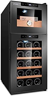 Cigar Humidor Cooler Constant Temperature Control Humidity Double Door Cabinet Hold up to 50 Cigars and 15 Bottle Wine