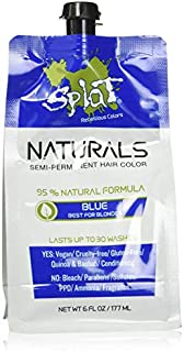 Splat Naturals, Semi-Permanent Blue Hair Dye : 100% Vegan, Cruelty-Free, No Bleach Required, Free of Ammonia, PPD, Parabens & Sulfates - 6 Oz