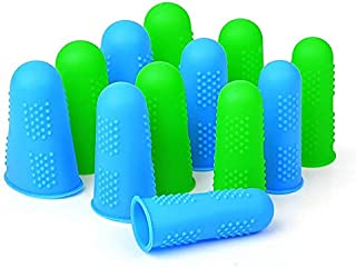 Silicone Finger Protectors Covers Caps for Hot Glue Gun Wax Rosin Resin Honey Adhesives Scrapbooking Sewing Crafts Ironing Embroidery Needlework Accessories (Green&Blue)-12 Pieces