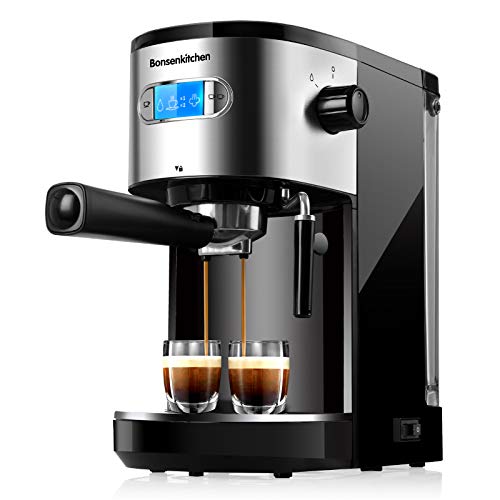 20 Bar Espresso Machine Coffee Machine With Foaming Milk Frother Wand 1 Or 2 Shot, 1350W High Performance No-Leaking 1.25 Liters Removable Water Tank Coffee Maker For Espresso, Cappuccino, Latte, Machiato, For Home Barista BZ-US
