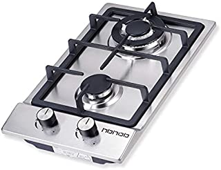 12In Gas Cooktop High Gas Stove Gas Hob Stove Top Rv Stove 2 Burners Gas Range Double Burner Gas Stoves Kitchen High Gas Stove Stainless Steel Built-In Gas HobLPG/NG Dual Fuel Easy to Clean