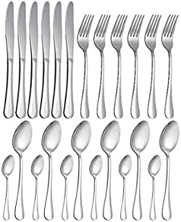 24Pcs Tableware 18/10 Stainless Steel Cutlery Set Gold Forks Knives Spoons Kitchen Dinner Set Fork Spoon Knife silver