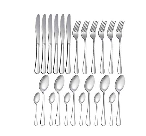 24Pcs Tableware 18/10 Stainless Steel Cutlery Set Gold Forks Knives Spoons Kitchen Dinner Set Fork Spoon Knife silver