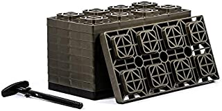 Camco FasTen 4x2 Leveling Block For Dual Tires, Interlocking Design Allows Stacking To Desired Height, Includes Secure T-Handle Carrying System, Brown (Pack of 10) - 44525