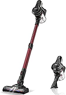 INSE Cordless Vacuum Powerful Suction Stick Vacuum Cleaner 6 in 1 Handheld Vaccum for Home Hardwood Floor Carpet car pet Hair-Red, Ultra Lightweight