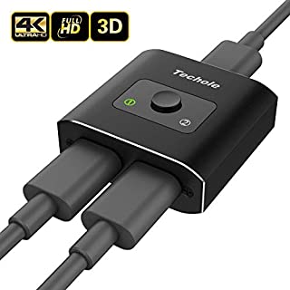 HDMI Switch 4K HDMI Splitter-Techole Aluminum Bi-Directional HDMI Switcher 2 Input 1 Output, HDMI Switch Splitter 2 x 1/1 x 2. No External Power Required, Support 4K 3D HD 1080P for Xbox PS4 Roku HDTV