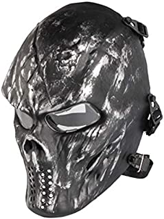 Anyoupin Paintball Mask, Skull Skeleton Full Face Airsoft Mask with Clear Lens Army Fans Supplies M06 Tactical Mask for Halloween Paintball BB Gun CS Game Cosplay and Masquerade Party (Silver Gray)