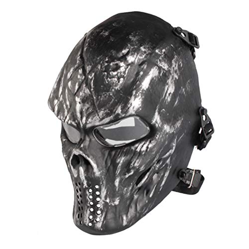 Anyoupin Paintball Mask, Skull Skeleton Full Face Airsoft Mask with Clear Lens Army Fans Supplies M06 Tactical Mask for Halloween Paintball BB Gun CS Game Cosplay and Masquerade Party (Silver Gray)