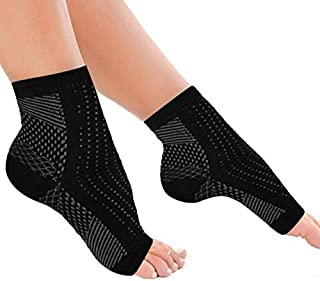 Upgraded Compression Foot Sleeves Plantar Fasciitis Socks - 3 Pairs Ankle Support Socks for Plantar Fasciitis Pain Relief, Heel Pain, and Treatment, Black (Size L)