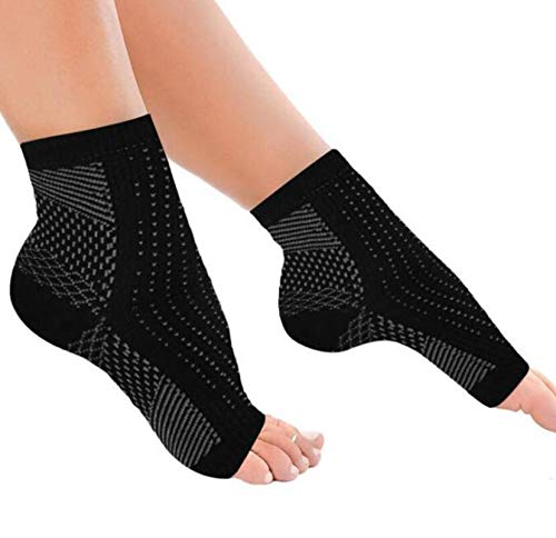 Upgraded Compression Foot Sleeves Plantar Fasciitis Socks - 3 Pairs Ankle Support Socks for Plantar Fasciitis Pain Relief, Heel Pain, and Treatment, Black (Size L)