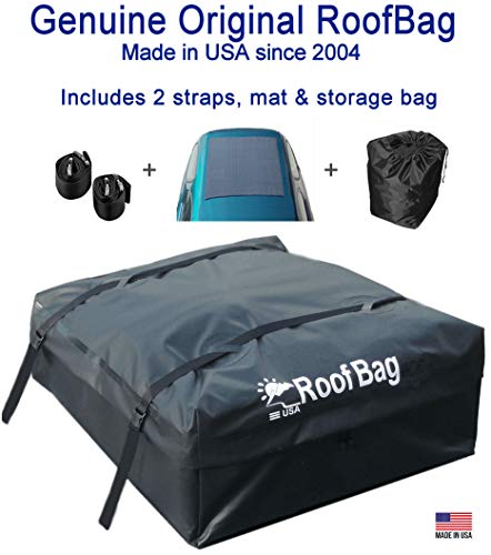 RoofBag Rooftop Cargo Carrier Bag | Made in USA | 15 cu ft |Standard Waterproof Luggage Car Top Carrier | 1 Yr Warranty | Fits ALL Cars: With Side Rails, Cross Bars or No Rack