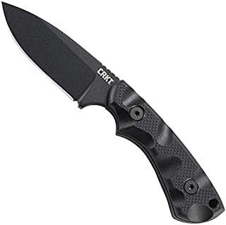 CRKT SIWI Fixed Blade Knife: Compact and Lightweight Black Knife with Carbon Steel, Plain Edge Blade, G10 Handle and Glass Reinforced Nylon Sheath Case 2082