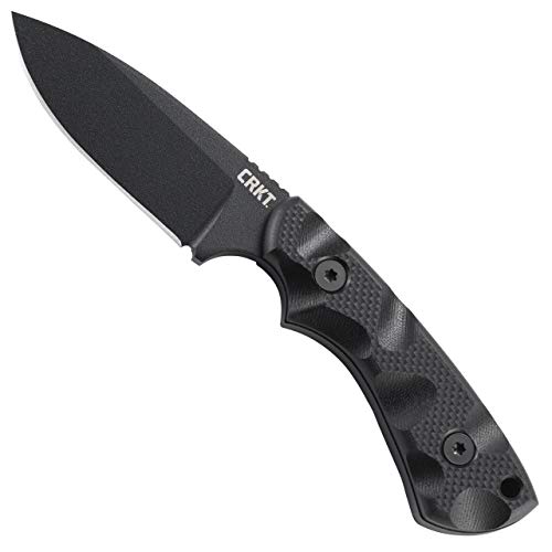CRKT SIWI Fixed Blade Knife: Compact and Lightweight Black Knife with Carbon Steel, Plain Edge Blade, G10 Handle and Glass Reinforced Nylon Sheath Case 2082
