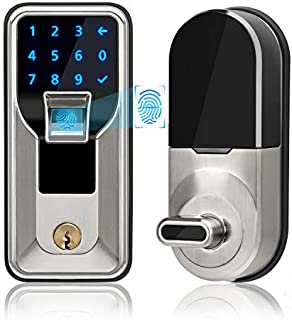 1pc Swiss+Tech Touch Deadbolt Lock - Fingerprint & keypad Digital Lock -Satin Nickel, Silver (ST061002)