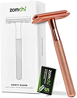 Double Edge Safety Razor for Women, Safety Razor with 5 Blades, Women Razor with a Delicate Box, Fits All Double Edge Razor Blades,Free of Plastic (Rose Gold)