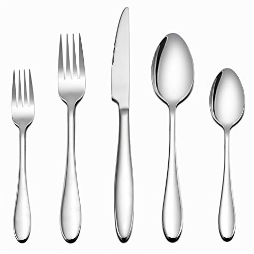 Flatware Set, 40-Piece Silverware Set, LIANYU Stainless Steel Home Kitchen Hotel Restaurant Tableware Cutlery Set, Service for 8, Mirror Finished, Dishwasher Safe