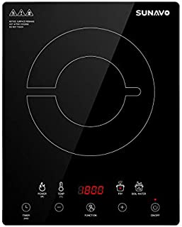 SUNAVO Portable Induction Cooktop, 1800W Sensor Touch Multifunction Induction Burner, 15 Temperature Power Setting