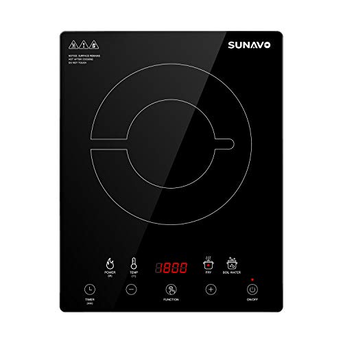 SUNAVO Portable Induction Cooktop, 1800W Sensor Touch Multifunction Induction Burner, 15 Temperature Power Setting