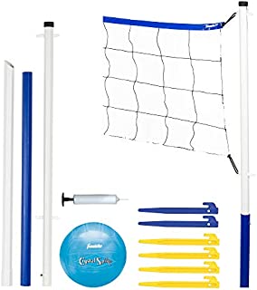 Franklin Sports Volleyball Set - Beach and Backyard Volleyball Net Set - Portable Volleyball Net and Ball Set with Poles and Ground Stakes - Recreational