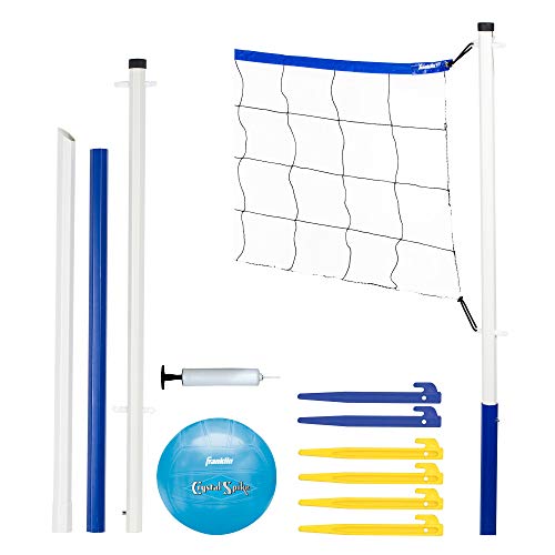 Franklin Sports Volleyball Set - Beach and Backyard Volleyball Net Set - Portable Volleyball Net and Ball Set with Poles and Ground Stakes - Recreational