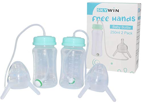 Skywin Self Feeding Baby Bottle, Bottle Holder for Baby, Baby Bottle with Straw, Anti Colic, for Hands Free Convenient Feeding